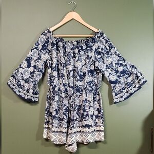 Angie Women’s Off-Shoulder Bell Sleeve Romper – Boho Chic & Comfortable